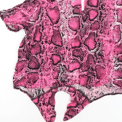 F&F Girls Pink Animal Print  Basic T-Shirt Size 7-8 Years