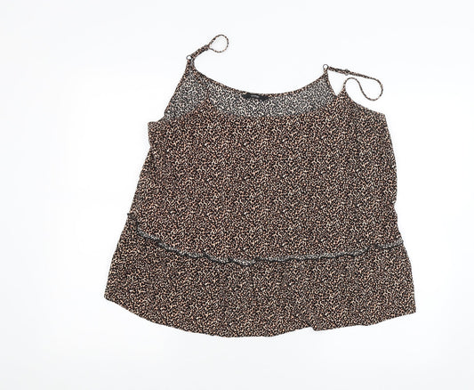 George Womens Brown Animal Print  Basic Blouse Size 16