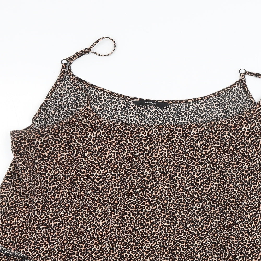 George Womens Brown Animal Print  Basic Blouse Size 16