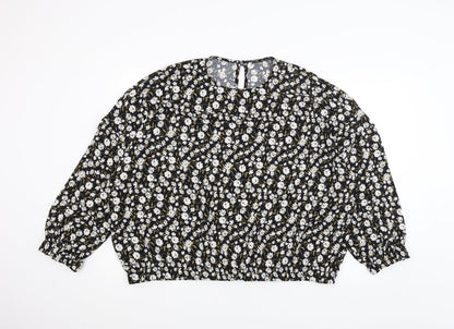 Primark Womens Black Floral  Basic Blouse Size 20