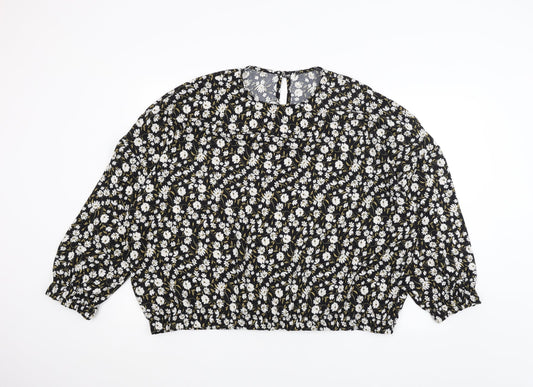 Primark Womens Black Floral  Basic Blouse Size 20