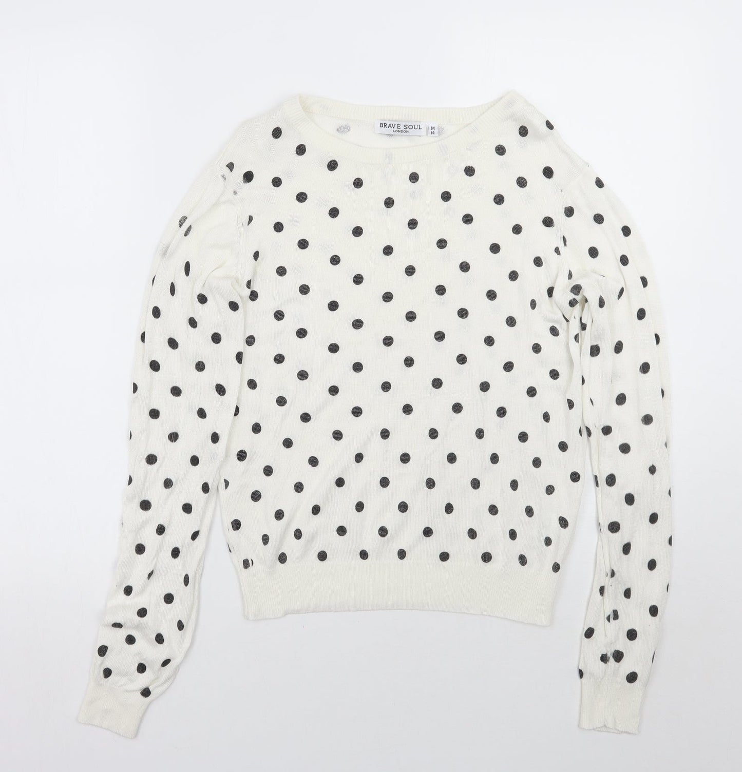 Womens UK Size M Brave Soul White Pullover Jumper
