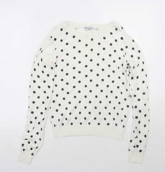 Womens UK Size M Brave Soul White Pullover Jumper