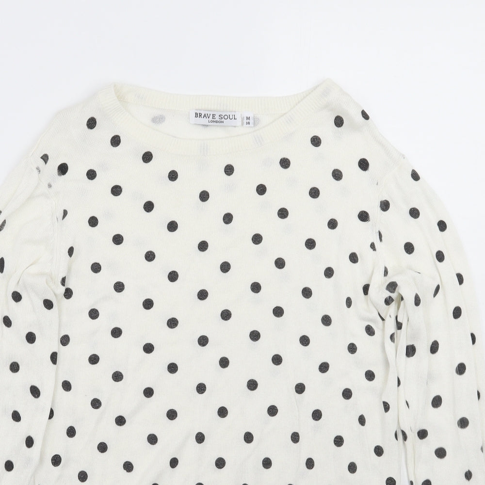 Womens UK Size M Brave Soul White Pullover Jumper