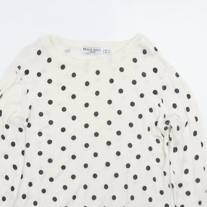 Womens UK Size M Brave Soul White Pullover Jumper