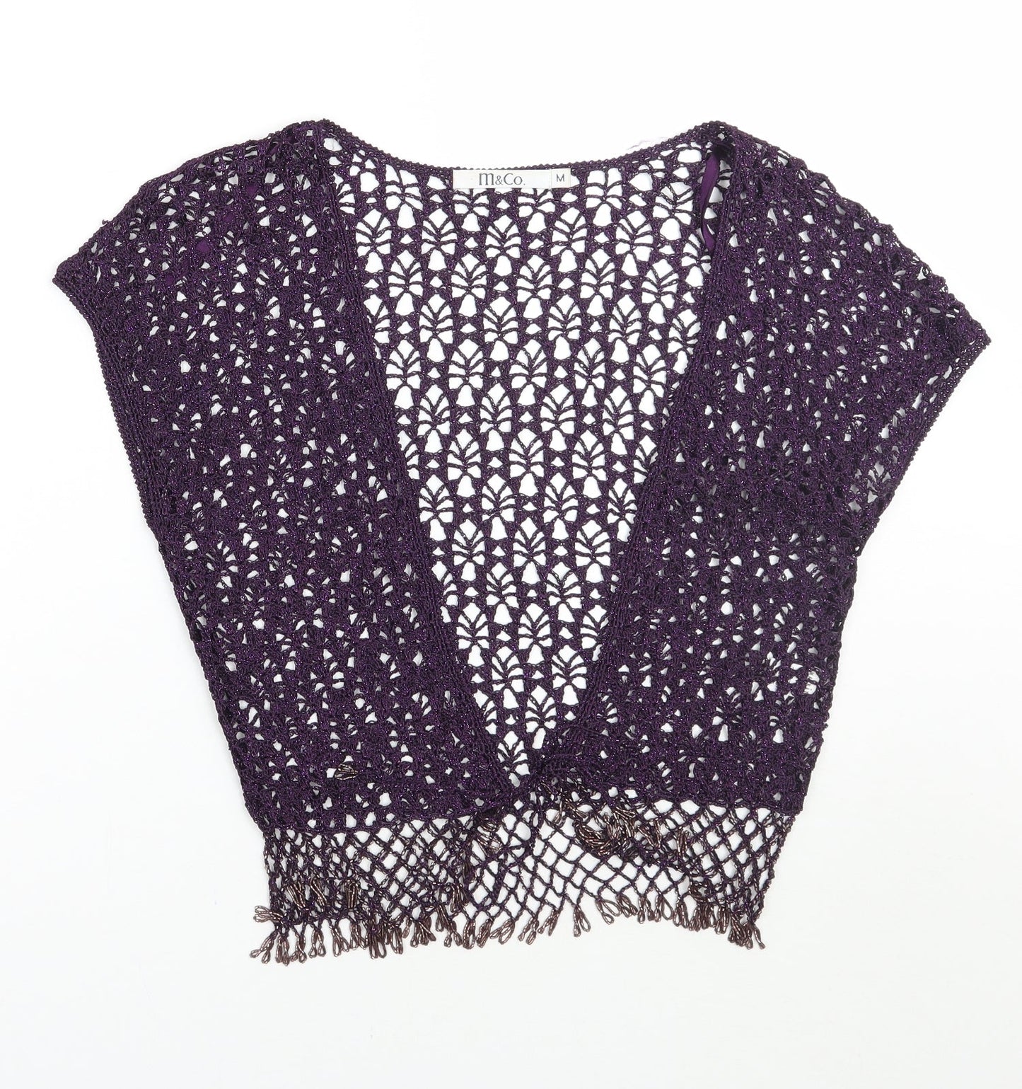 Womens UK Size M M&Co Purple Cardigan Jumper