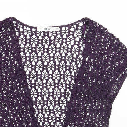 Womens UK Size M M&Co Purple Cardigan Jumper