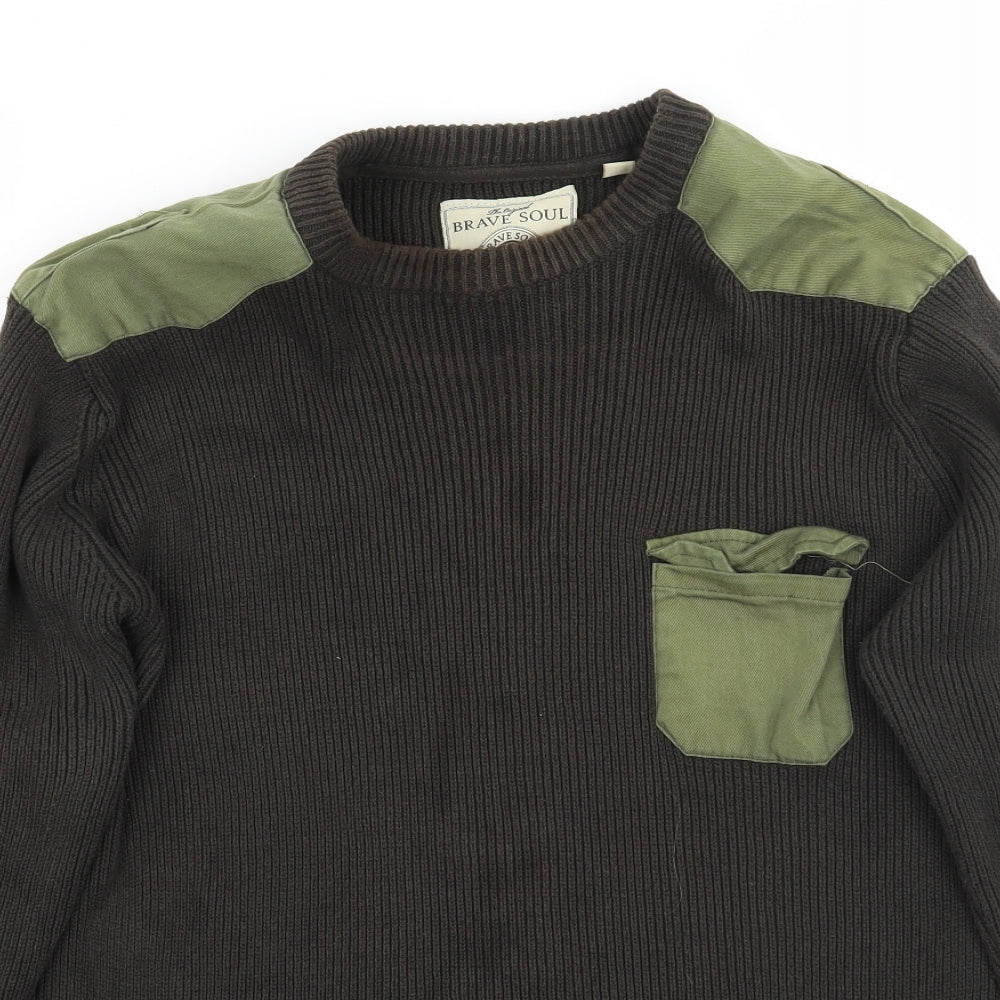 Brave Soul Mens Green   Pullover Jumper Size L