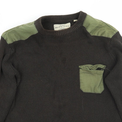Brave Soul Mens Green   Pullover Jumper Size L