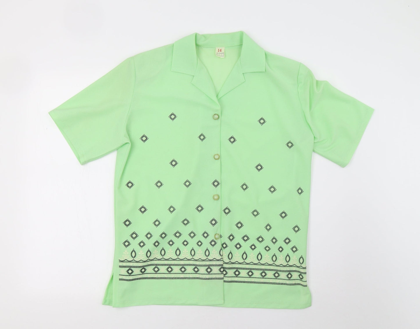 Womens UK Size 14 Preworn Green Basic Blouse