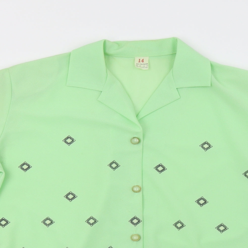 Womens UK Size 14 Preworn Green Basic Blouse