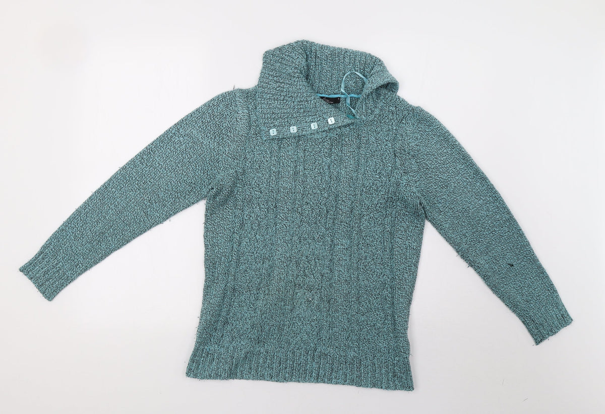 Bonmarché Womens Green Knit Pullover Sweatshirt Size S
