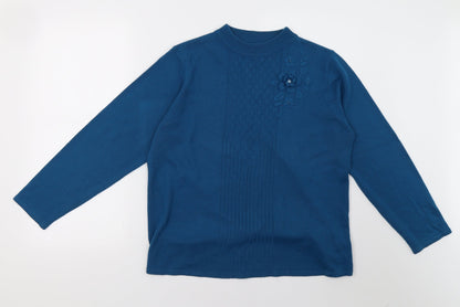 CASAMIA Womens Blue  Knit Pullover Sweatshirt Size L