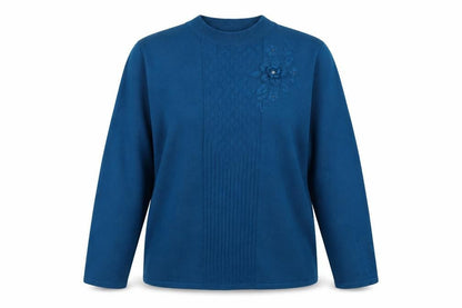 Casamia Womens Blue Knit Pullover Sweatshirt Size L
