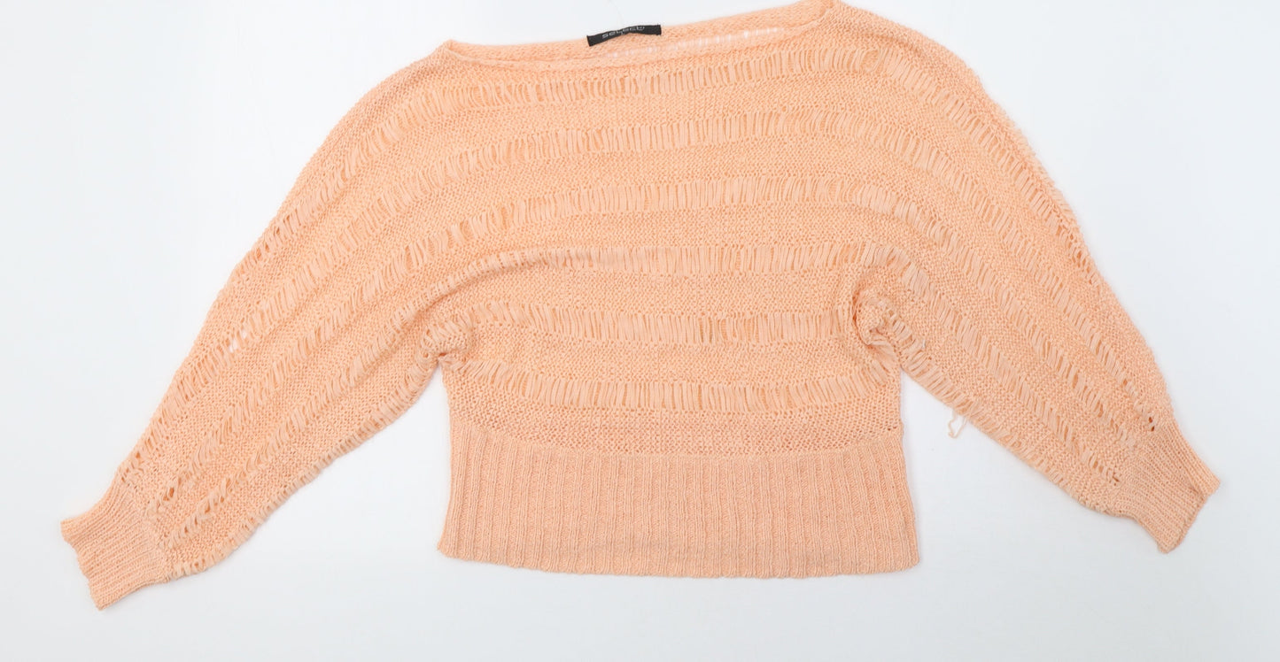Select Womens Orange   Pullover Sweatshirt Size L