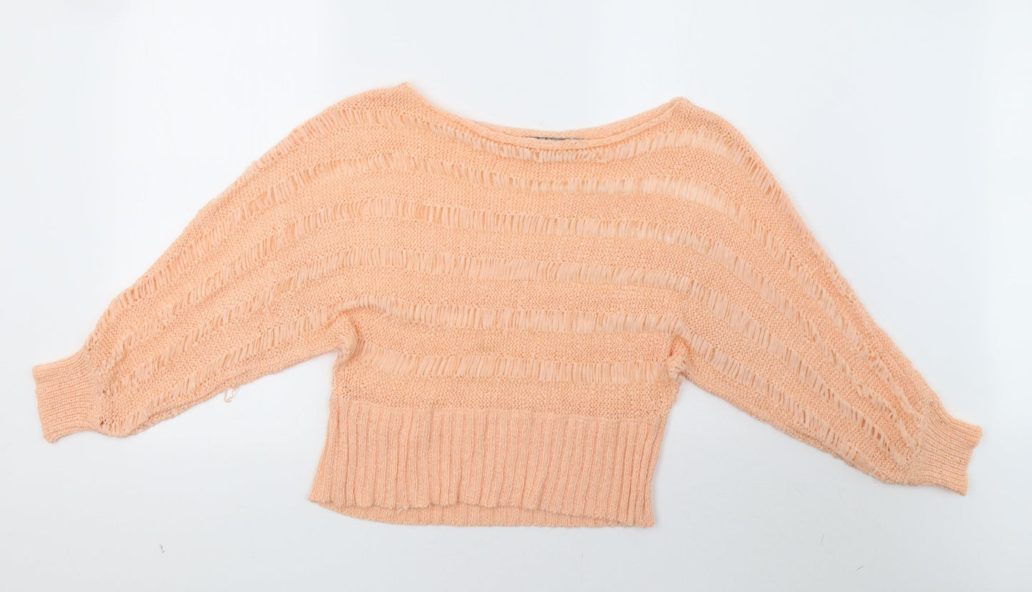 Select Womens Orange   Pullover Sweatshirt Size L