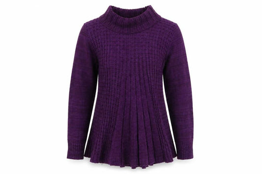 Front view of alexara women’s purple jumper, size M