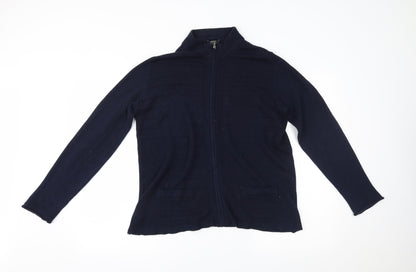 Womens UK Size 14 Papaya Blue Full Zip Jumper
