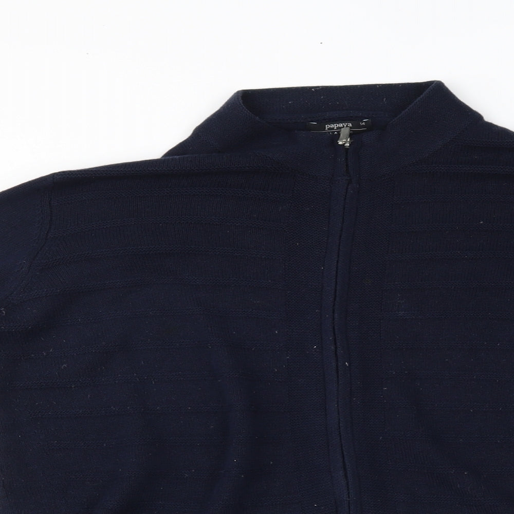 Womens UK Size 14 Papaya Blue Full Zip Jumper