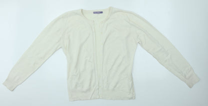 Womens UK Size 14 Pure and Natural Ivory Cardigan Jumper