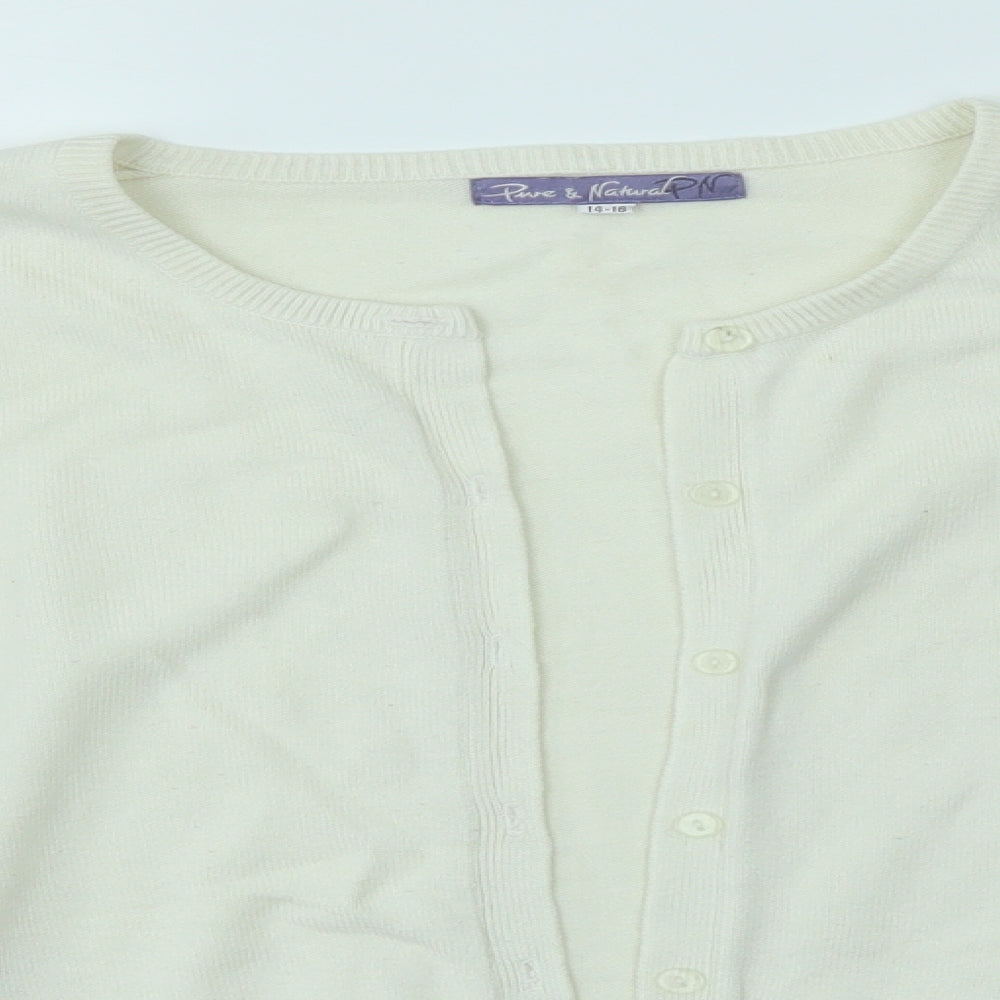Womens UK Size 14 Pure and Natural Ivory Cardigan Jumper