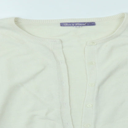Womens UK Size 14 Pure and Natural Ivory Cardigan Jumper