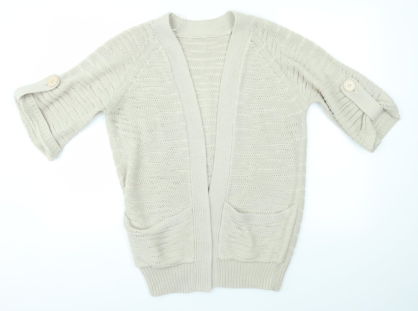 Womens UK Size 12 Preworn Beige Cardigan Jumper