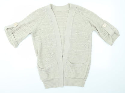 Womens UK Size 12 Preworn Beige Cardigan Jumper