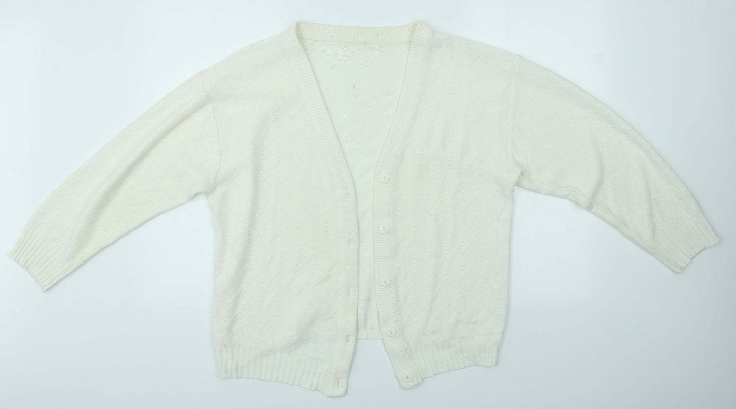 Womens UK Size L Preworn Ivory Cardigan Jumper