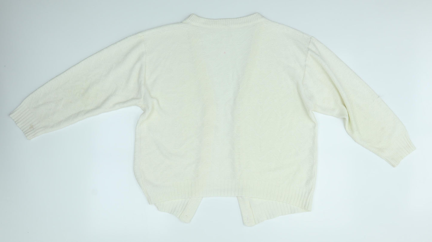 Womens UK Size L Preworn Ivory Cardigan Jumper
