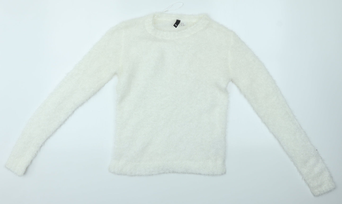 Womens UK Size XS H&M White Pullover Jumper