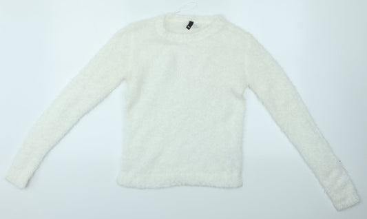 Womens UK Size XS H&M White Pullover Jumper