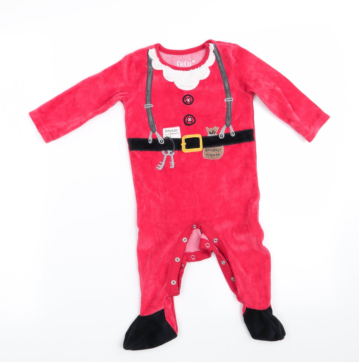 Fred & Flo Boys Red Solid   One Piece Size 6-9 Months  - Father Christmas