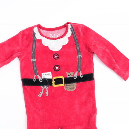 Fred & Flo Boys Red Solid   One Piece Size 6-9 Months  - Father Christmas