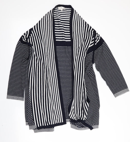 CC Womens Blue Striped  Cardigan Jumper Size L  - Waterfall Cardigan