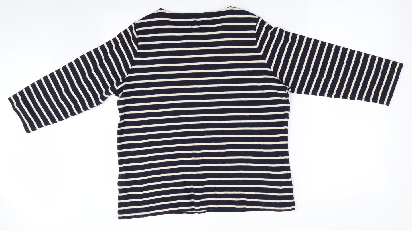 Classc Womens Blue Striped  Pullover Jumper Size 16