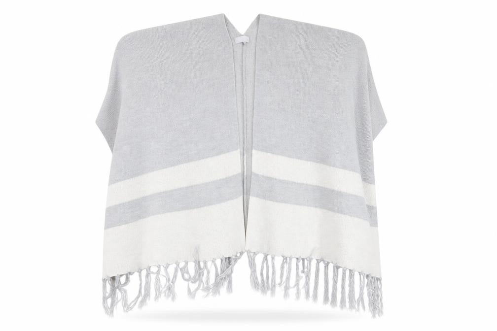 Red Herring Womens Grey Striped  Overcoat Poncho Size M