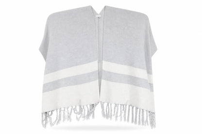 Red Herring Womens Grey Striped  Overcoat Poncho Size M