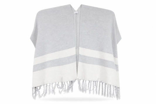 Red Herring Womens Grey Striped  Overcoat Poncho Size M