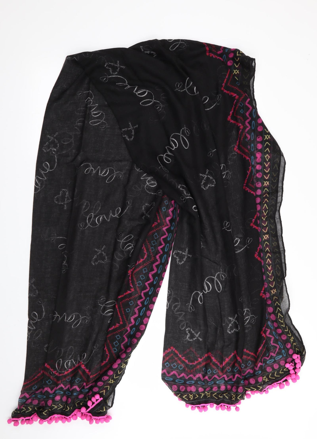 Preworn Womens Black Geometric   Shawl/Wrap
