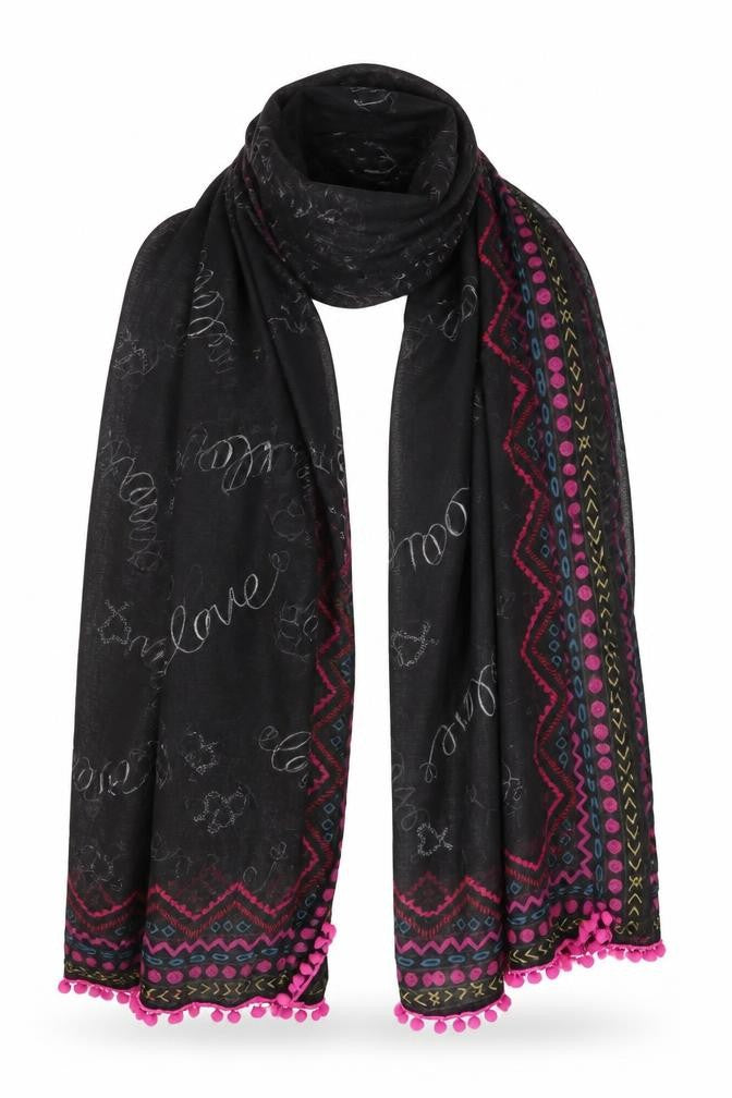 Preworn Womens Black Geometric   Shawl/Wrap