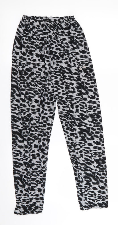 Preworn Girls Black Animal Print  Jegging Trousers