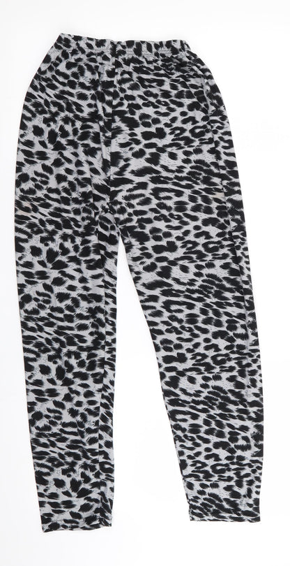 Preworn Girls Black Animal Print  Jegging Trousers