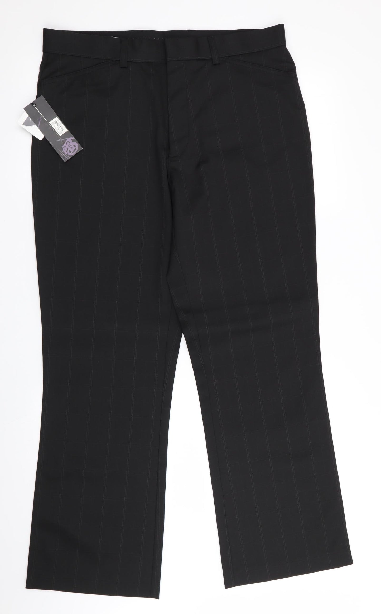 Buron Mens Black Check  Trousers  Size 34 in L29 in