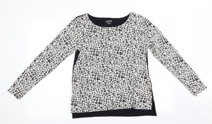 Lands' End Womens White Animal Print  Tunic T-Shirt Size XS
