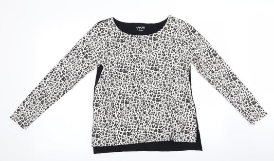 Lands' End Womens White Animal Print  Tunic T-Shirt Size XS