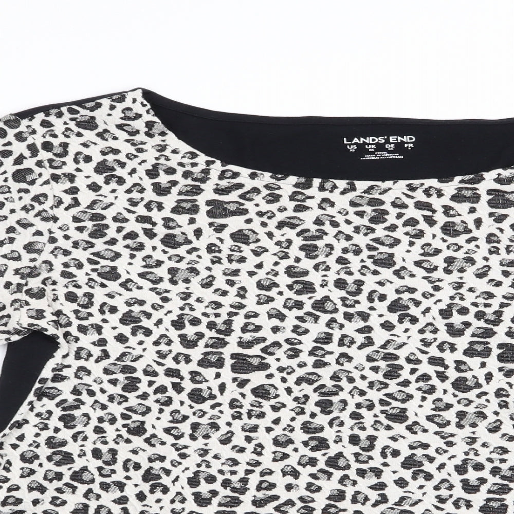 Lands' End Womens White Animal Print  Tunic T-Shirt Size XS