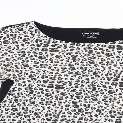 Lands' End Womens White Animal Print  Tunic T-Shirt Size XS
