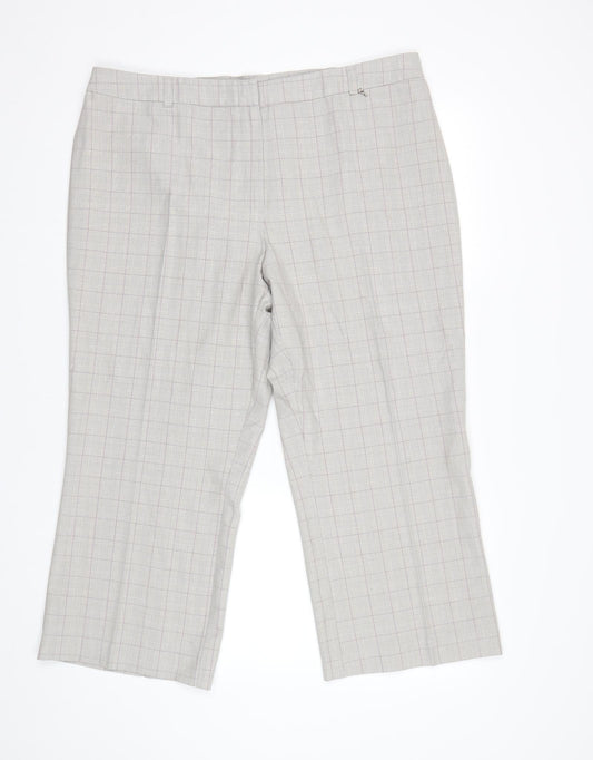 Womens UK Size 20 Agenda Regular Fit Cropped Grey Trousers