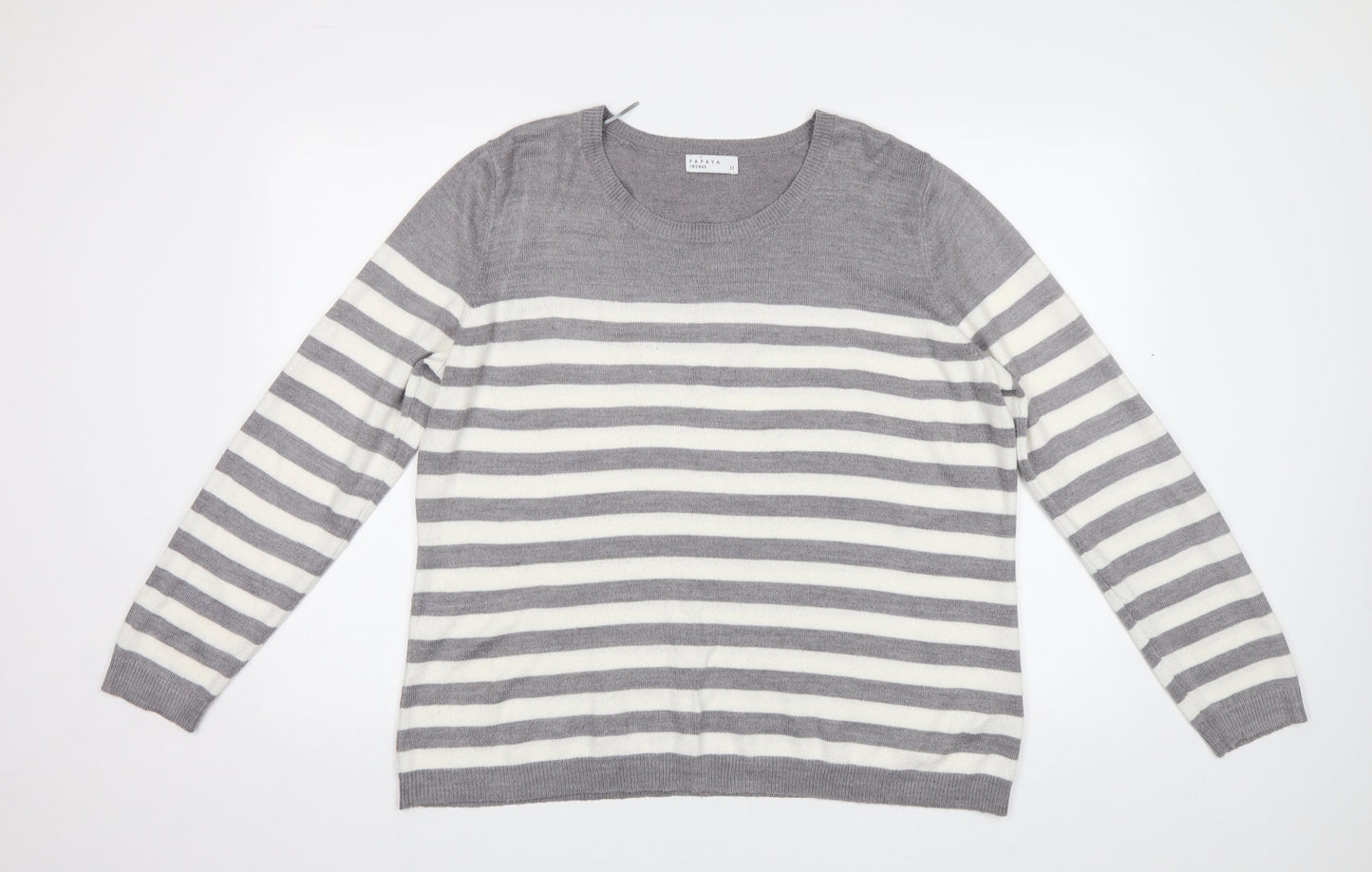 Papaya Womens Grey Striped  Pullover Jumper Size 20